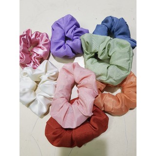 {Ảnh thật} cột tóc vải scrunchies von lụa ánh kim mềm xịn