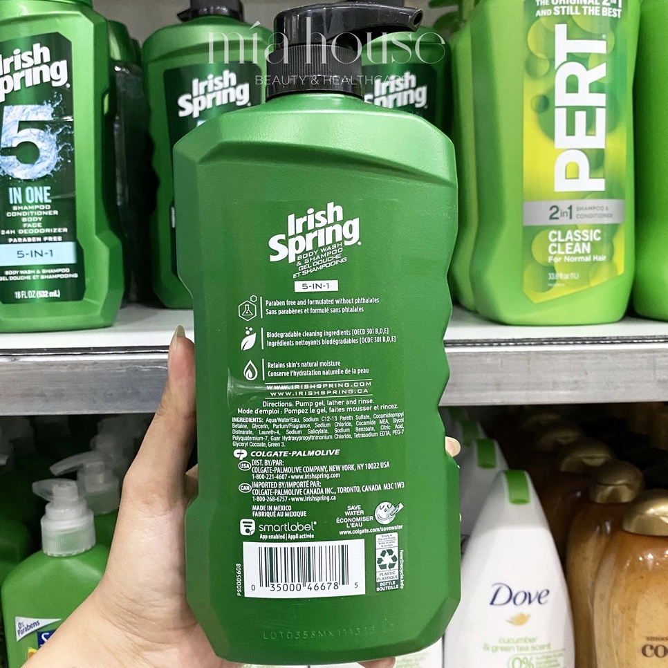 Sữa tắm Irish Spring 5 in 1 dòng đặc biệt dành cho Nam 946ml