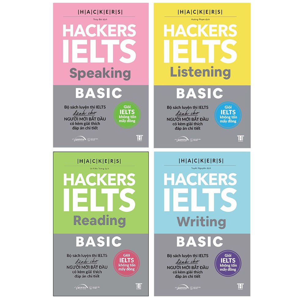 Sách - ( Combo 4 cuốn) - Hacker Ielts Basic: Reading + Listening + Writing + Speaking