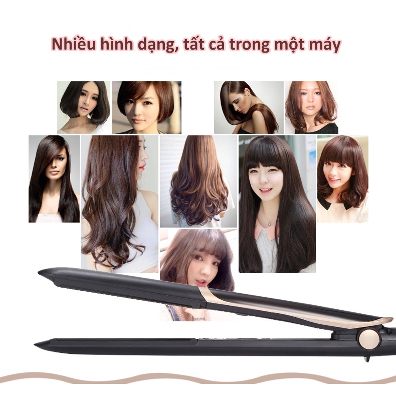 Máy ép duỗi tóc,2 trong 1 giúp tạo kiểu tóc, thanh gốm là tóc nhanh, giúp kẹp thẳng tóc tránh hư tổn,máy uốn tóc