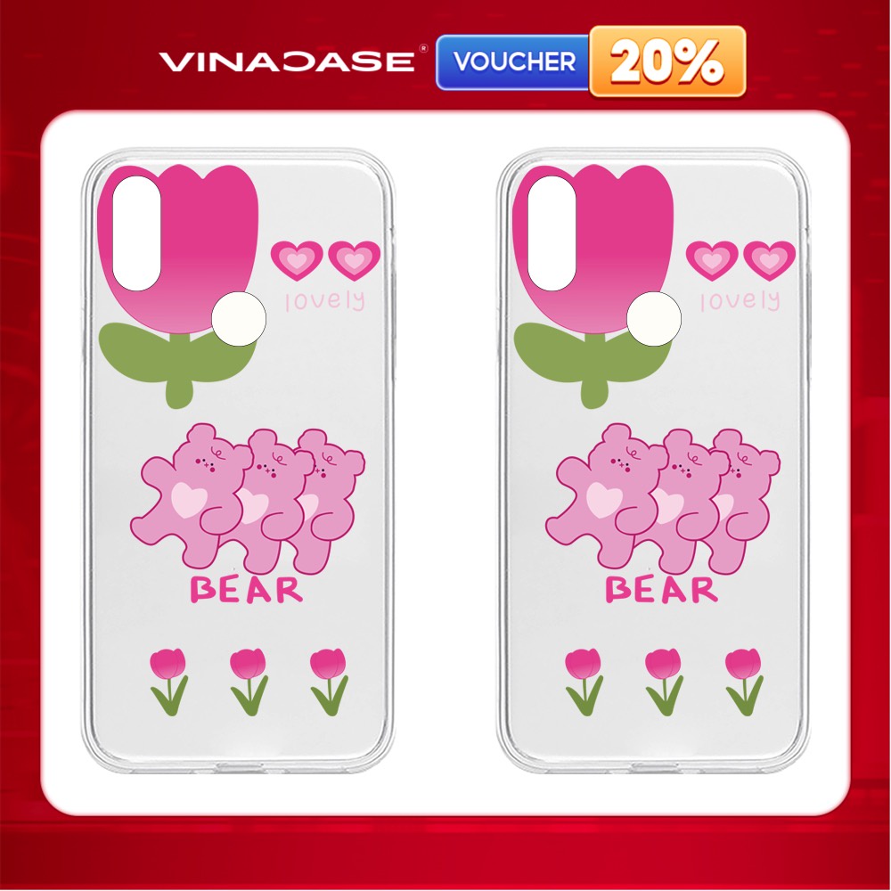 Ốp lưng Vina Case Vsmart Joy 3/Joy 4/Bee 3/...dẻo trong in hình Hoa Tulip