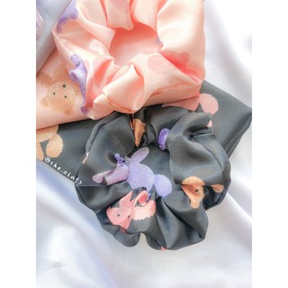 Dây buộc tóc Scrunchies gấu lụa xinh yêu