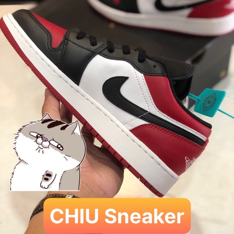 Giày thể thao Sneaker jd1 cổ thấp đen đỏ phiên bản cao cấp giày Sneaker Jordan low bred toe cao cấp