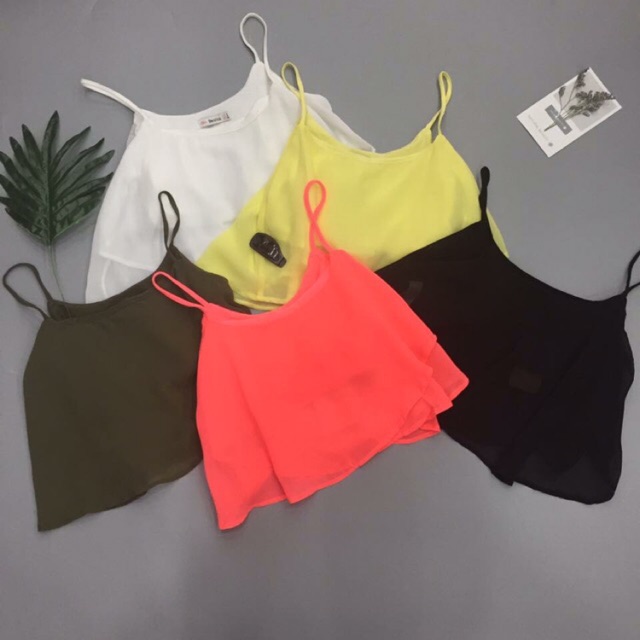 áo Bershka croptop 2 dây voan