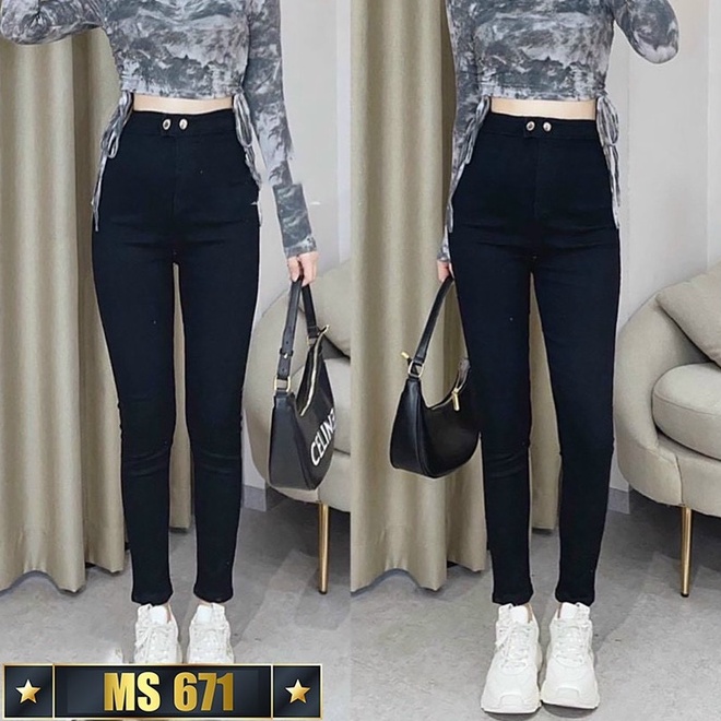 Quần Jean nữ lưng cao siêu xinh thời trang Lady Fashion, Quần bò nữ cạp cao mẫu mới phối 2 nút ngang đẹp mê ly - MQ671 | BigBuy360 - bigbuy360.vn