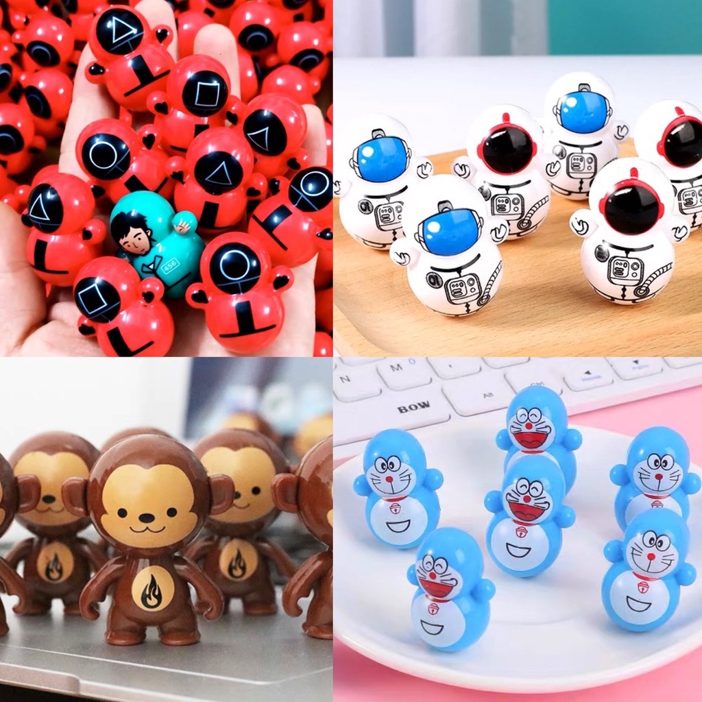 Lật đật mini -Đồ chơi cho bé Squid Game, Doraemon và phi hành gia cute dễ thương