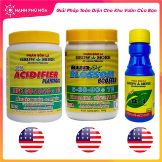 Bộ Ba Phân Bón Hữu Cơ Cho Lan Hoa Kiểng Kích Ra Mầm Growmore (Mỹ) 301010, Kích Mọc Rễ, Ra Hoa 63030 & B1 Growmore (Thái)