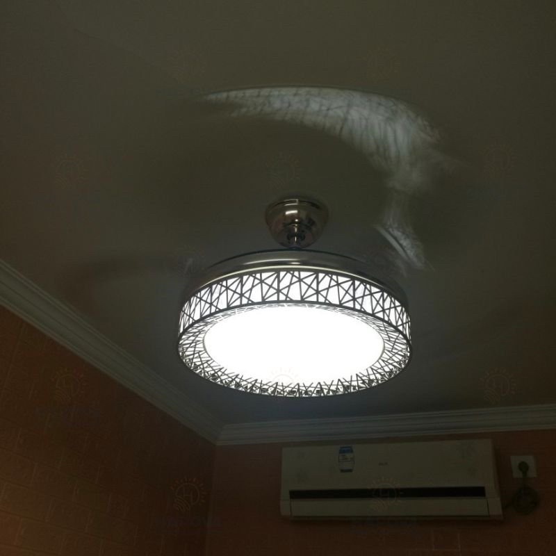 Quạt trần đèn chùm, quạt trần đèn dấu cánh màu trắng HAPOVA AZAZIA 8050 + Tặng kèm khiển