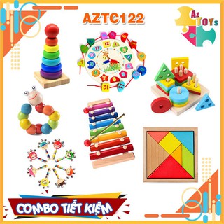 [DEAL SỐC + NowShip] Combo Đồ Chơi Gỗ Montessori Phát Triển Tư Duy Sáng Tạo Cho Bé Vừa Học Vừa Chơi - AZTC122