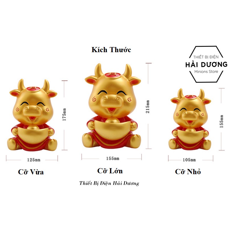 Tượng Trâu Vàng Cầm Đĩnh Vàng Bỏ Tiền Tiết Kiệm Siêu Dễ Thương - Trang Trí tết - 3 Mẫu - Có video thực tế