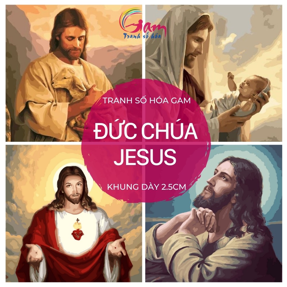 Tranh tô màu theo số tôn giáo Gam ❤️CHUẨN MÀU❤️ Chúa Giê su Đấng chăn chiên | BigBuy360 - bigbuy360.vn