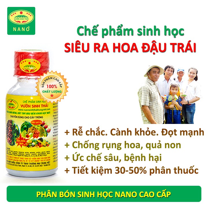 [Combo 5 chai] Chế phẩm sinh học VƯỜN SINH THÁI. Phân bón NANO giúp rễ chắc, cành khỏe, đọt mạnh, siêu ra hoa đậu trái