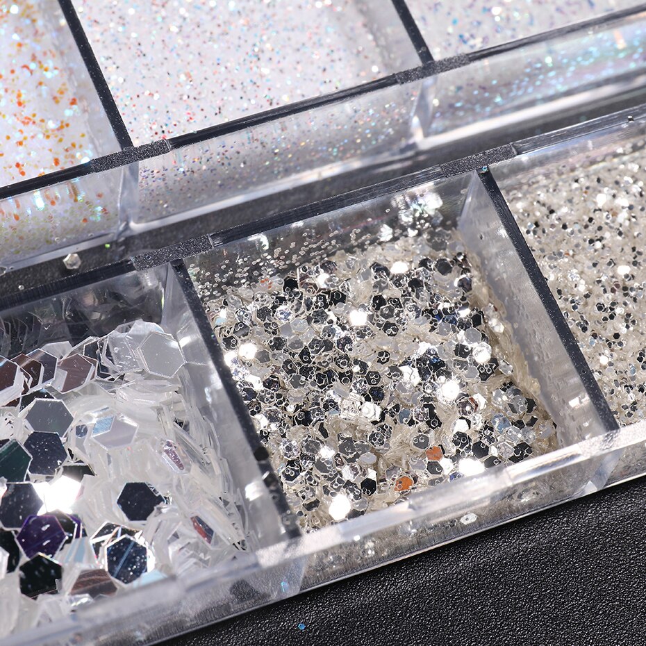 [Hàng mới về] Lọ bột kim tuyến lấp lánh hỗn hợp trang trí móng tay 3D