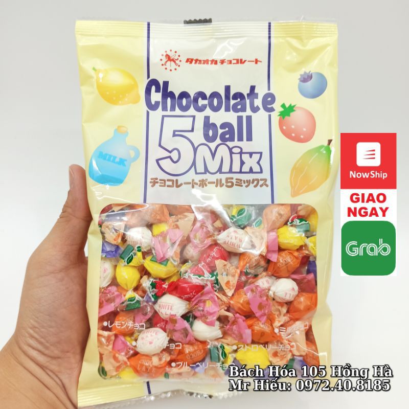 [Mã 154FMCGSALE giảm 8% đơn 500K] [T9/2022] Kẹo Takaoka Chocolate ball 5 Mix (hoa quả 5 vị)