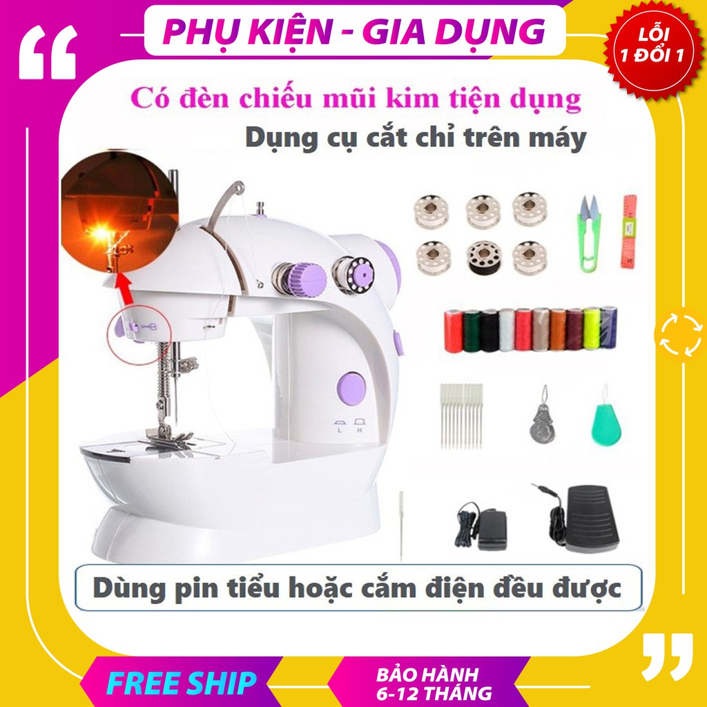 [Hàng Loại 1] Máy Khâu Mini Gia Đình 2 Tốc Độ Có Đèn Led Cắt Chỉ