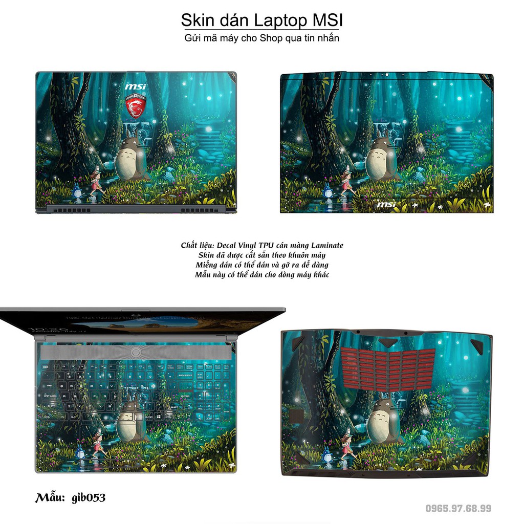 Skin dán Laptop MSI in hình Ghibli photo (inbox mã máy cho Shop)