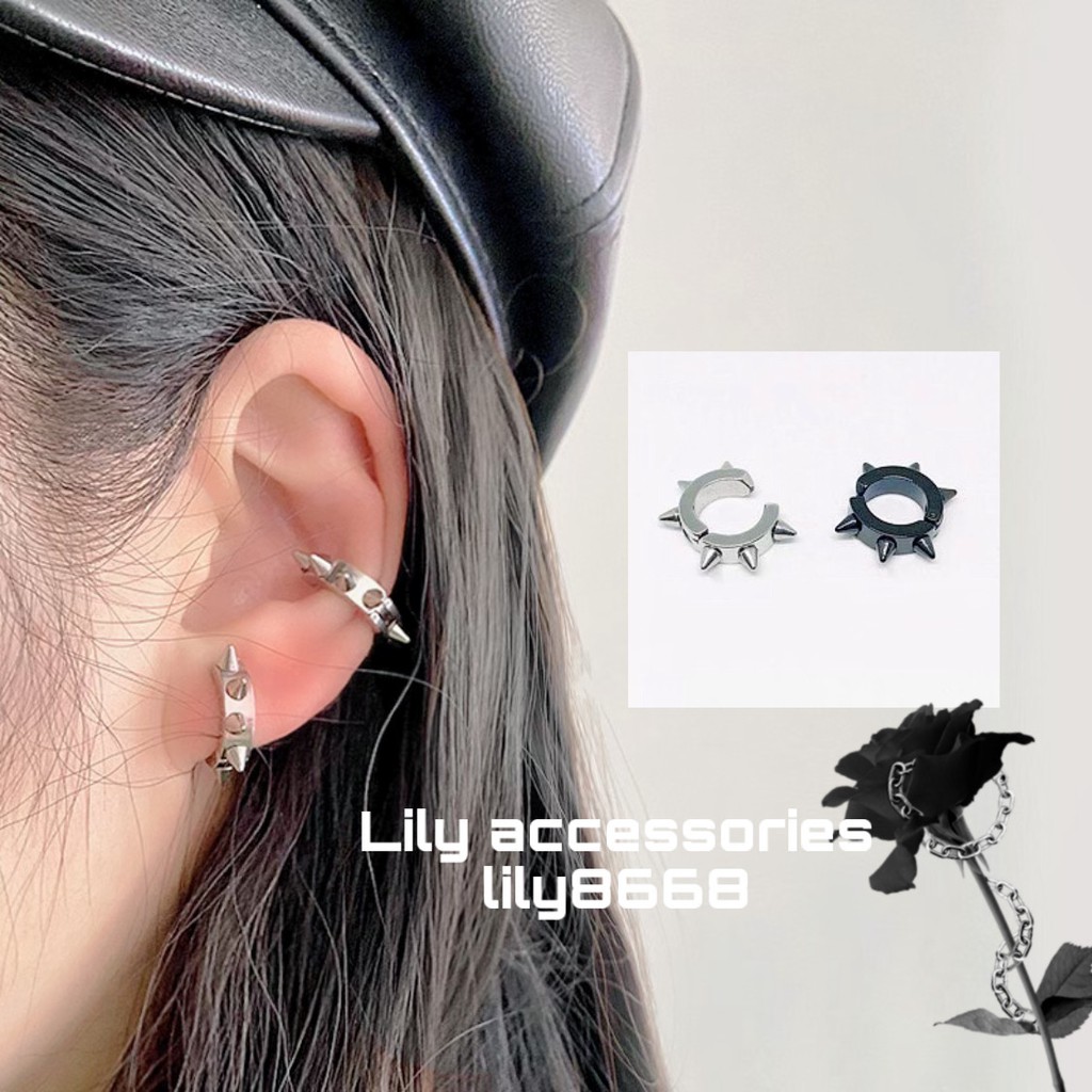 Thorn Ear Cuff kẹp tai titan tròn gai nhọn cho nam nữ không cần xỏ lỗ không gỉ không đen không dị ứng