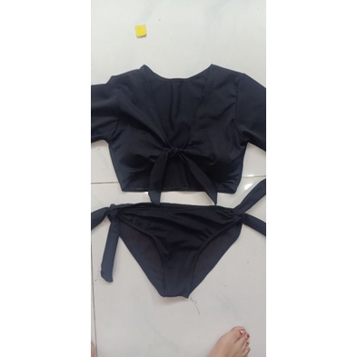 bikini đồ bơi tay dài phối nơ kèm hình ảnh thật freeship