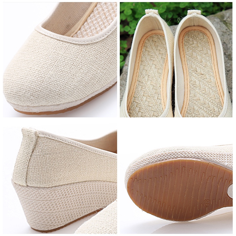 Tikp Giày Búp Bê Vải Lanh Thêu Họa Tiết Xinh Xắn Có 2 Màu Size 34-40 MS0827 Dành Cho Nữ