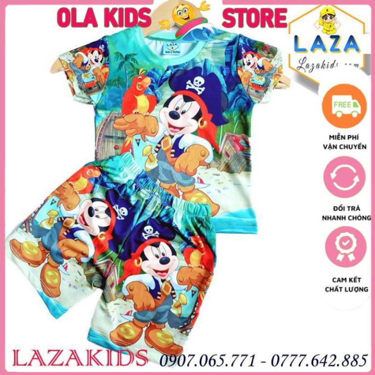 Bộ quần áo trẻ em bé trai từ 5-14 tuổi Độ bộ bé trai- Hoạt hình 3D Mickey thun lạnh 4 chiều Ola Kids