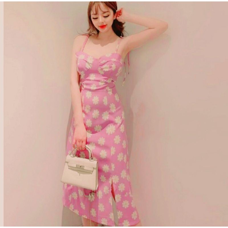 VÁY HOA 2 DÂY XẺ ĐÙI (có kèm ảnh thật trải sàn)