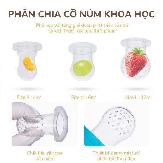 [CHÍNH HÃNG] Túi nhai ăn dặm chất liệu silicon cao cấp 3102 Tobe