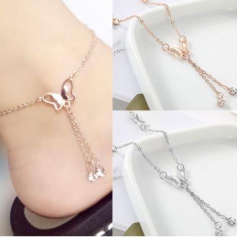 Lắc chân Hàn Quốc hình con bướm mạ bạc đáng yêu