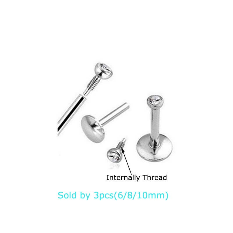 Set 3 Khuyên Tai Bằng Thép Không Gỉ 16G Đơn Giản Nhiều Kích Thước