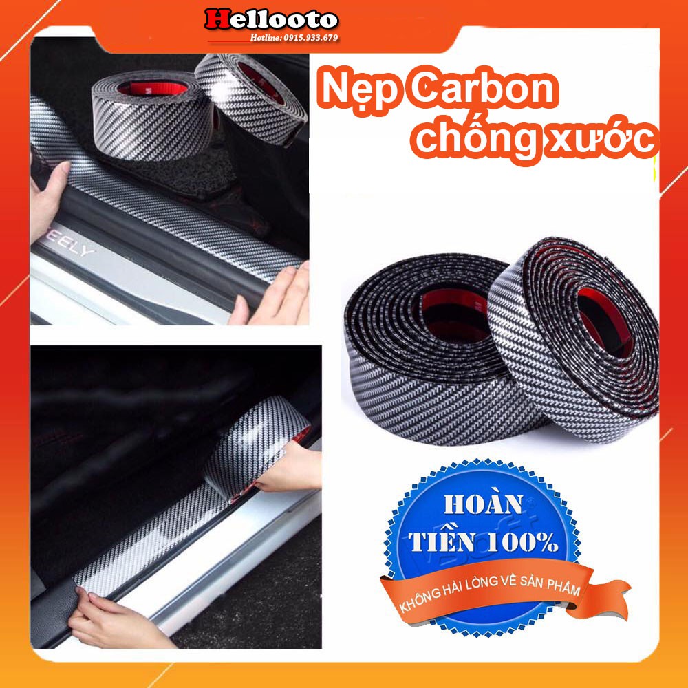 Cuộn 5m Nẹp Carbon Bản 5cm Trang Trí Chống Trầy Xước ô tô.