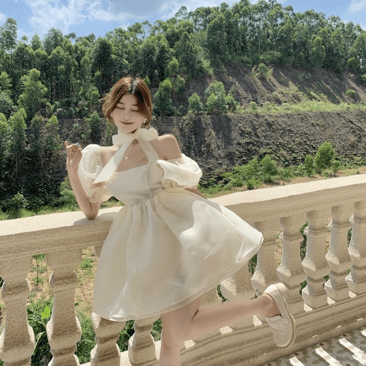 FREE SHIP ĐẦM VOAN XỐP NỮ TAY BỒNG BÚP BÊ CỰC XINH PU