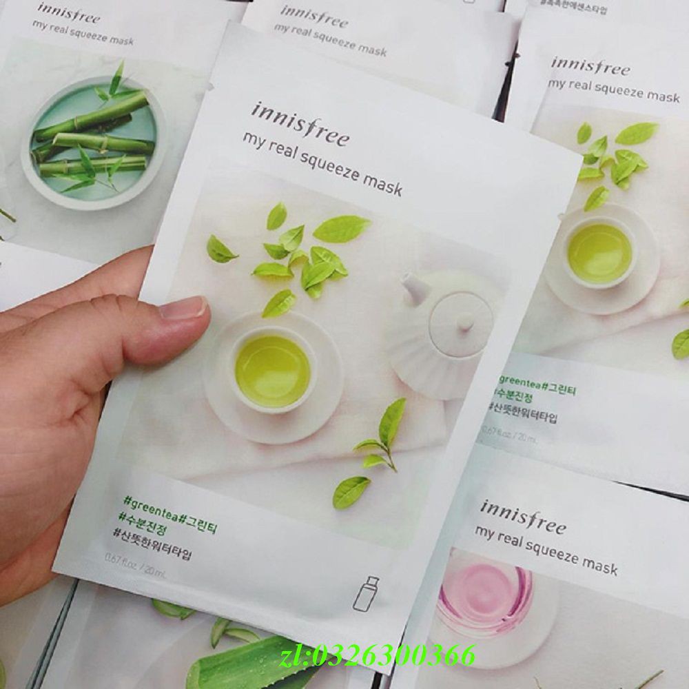 Mặt Nạ Innisfree 20Ml Trà Xanh Cấp Nước, Làm Dịu Da My Real Squeeze Mask Green Tea, Chính Hãng.