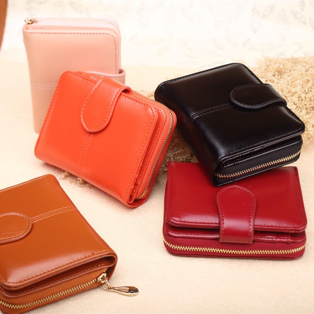 ROSE Ví Da PU Dáng Ngắn Đựng Thẻ Thiết Kế Dễ Thương Cho Nữ Giá Đỡ