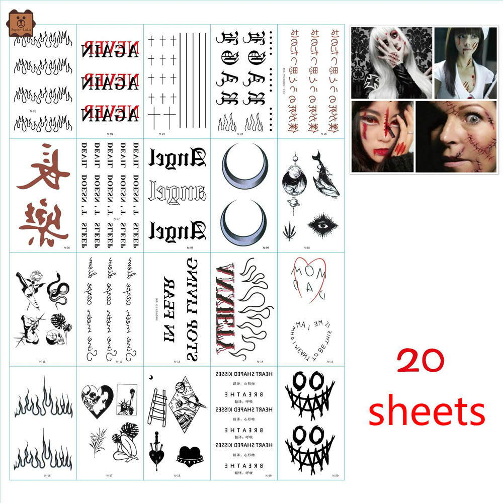 Set 20 Miếng Dán Hình Xăm Giả X33 Chủ Đề Halloween hình xăm 15 ngày