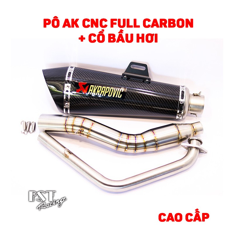 Pô Akrapovic CNC full carbon + Cổ bầu hơi inox 304 cao cấp