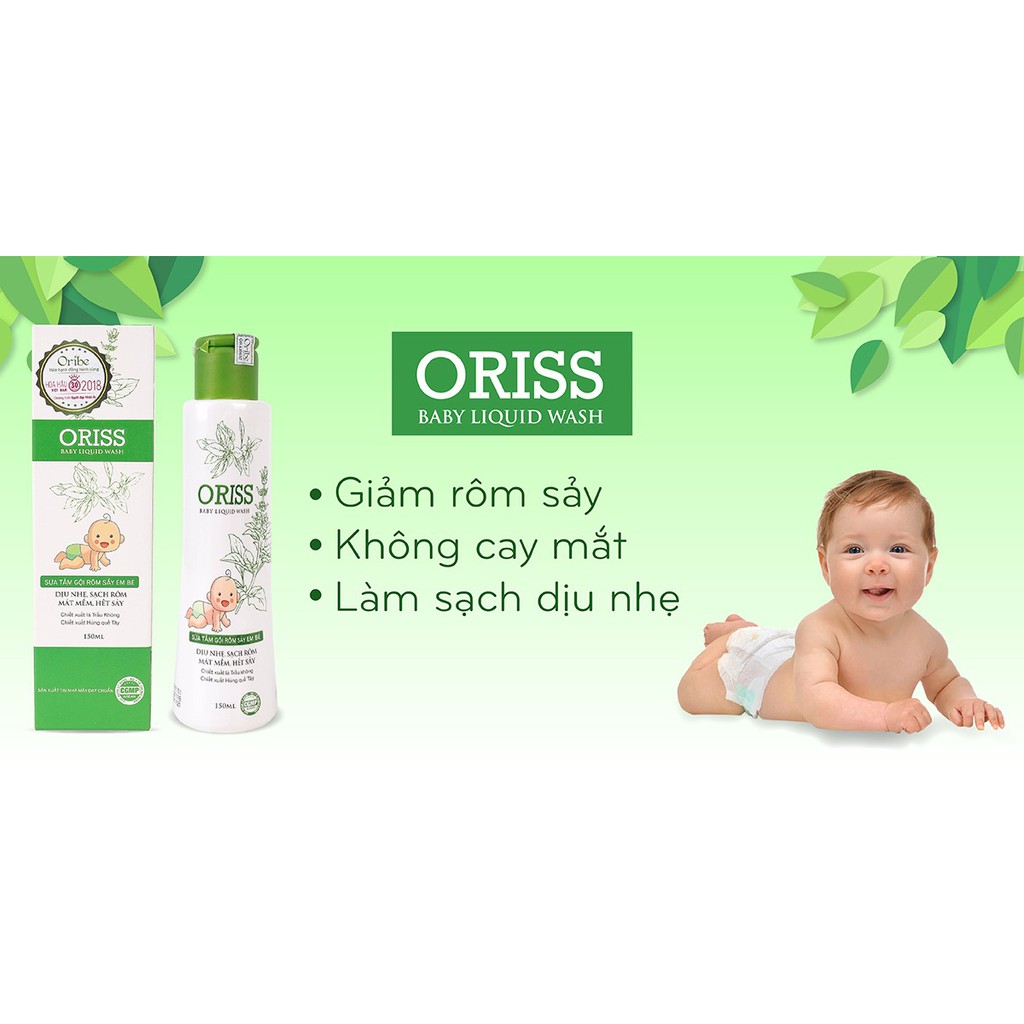 Sữa Tắm Rôm Sẩy ORISS - Giúp giảm rôm sẩy, làm mát da, dưỡng ẩm, kháng khuẩn cho da (Chai 150ml)