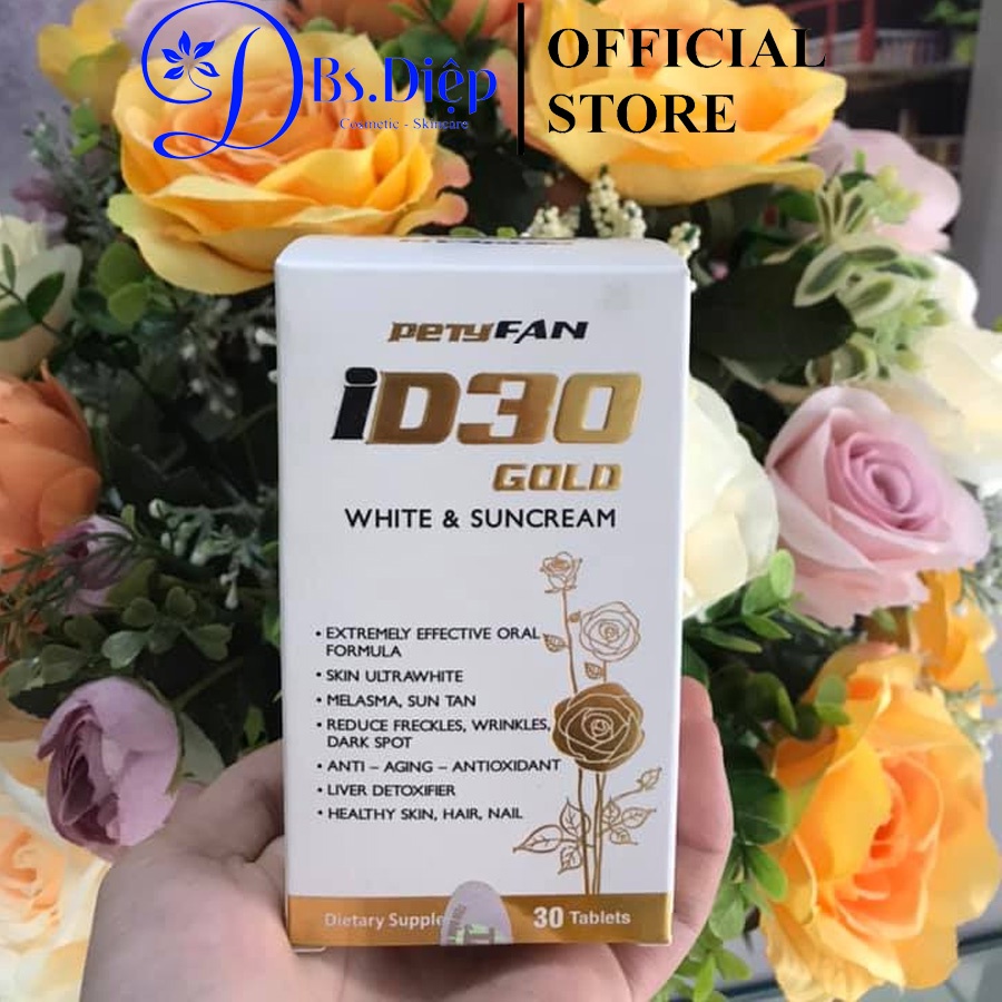 Viên Uống Chống Nắng Trắng Da ID30 Gold White & Suncream hộp 30 viên USA