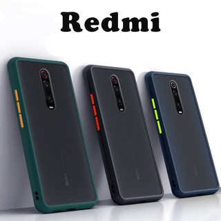 Ốp điện thoại chống sốc màu trơn không bám dấu vân tay thời trang cho Xiaomi Mi Redmi 9 9A 9C Note 9 9S 4 4X 6 Pro Max