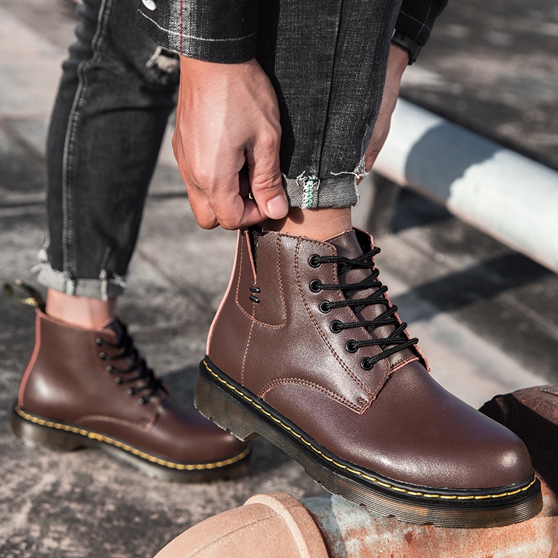 Giày bốt Martin da bò cổ cao size 38-46 phong cách Anh Quốc thời trang sang trọng cho nam