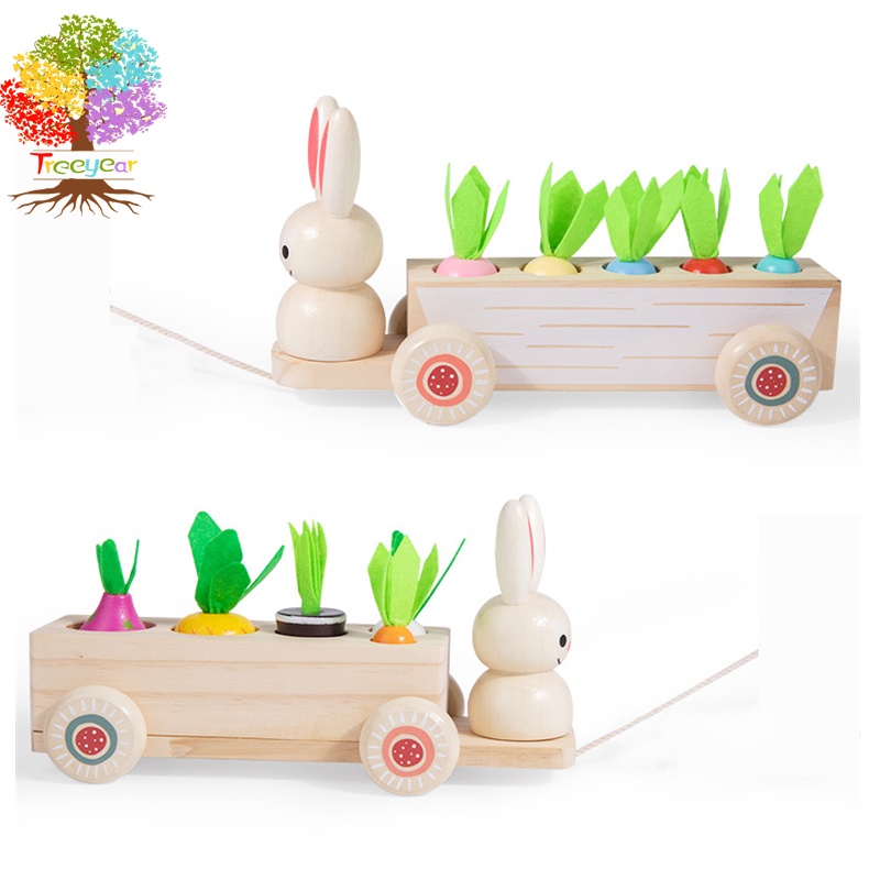 Đồ chơi xe kéo Treeyear phân loại rau củ bằng gỗ độc đáo sáng tạo cho trẻ em