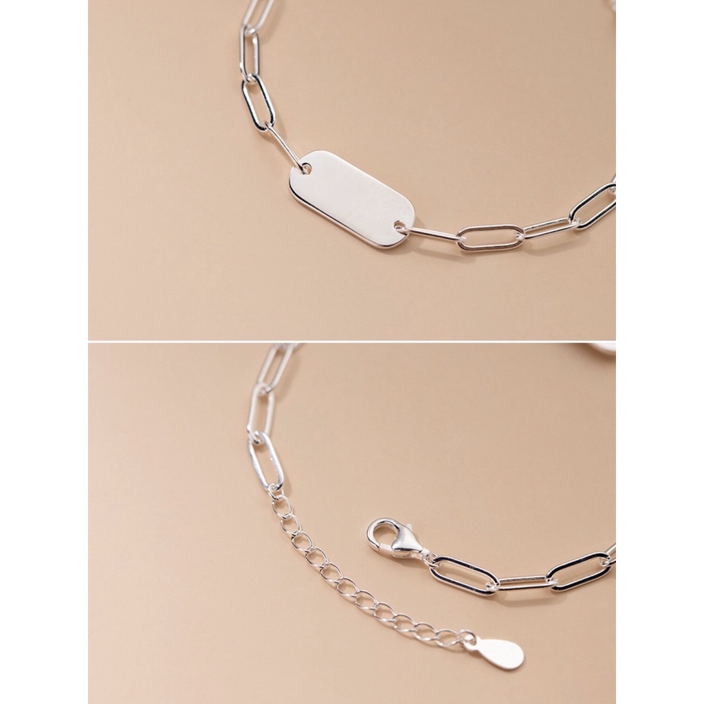 Lắc Tay Bạc MIRASON Dây Xích Mix Thanh Bạc Basic Unisex MLT062 - Vòng Tay Bạc 925 Cao Cấp