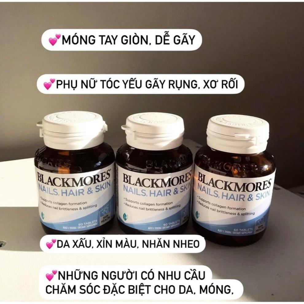 Viên uống đẹp da tóc móng Blackomes Hair Nails & Skin 60 viên(hàng Úc)