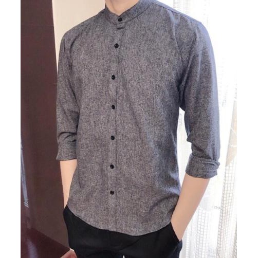 Áo Sơ Mi Nam Xám Cổ Tàu - 𝐀𝐫𝐮 𝐒𝐡𝐨𝐩 SM14