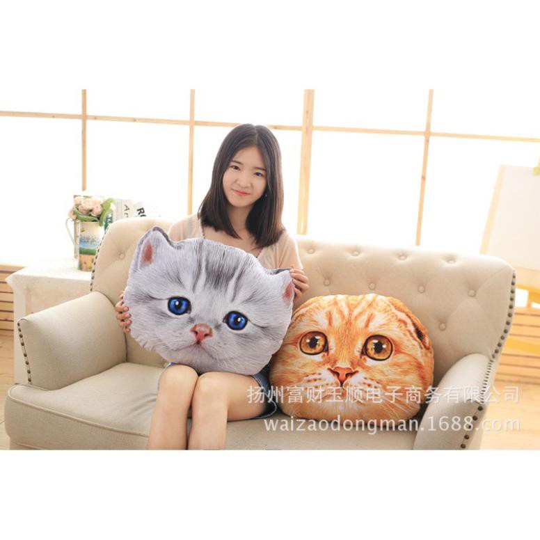 Nhồi bông mặt mèo tựa Sofa - Gối tựa văn phòng hình mặt mèo Cute 3D