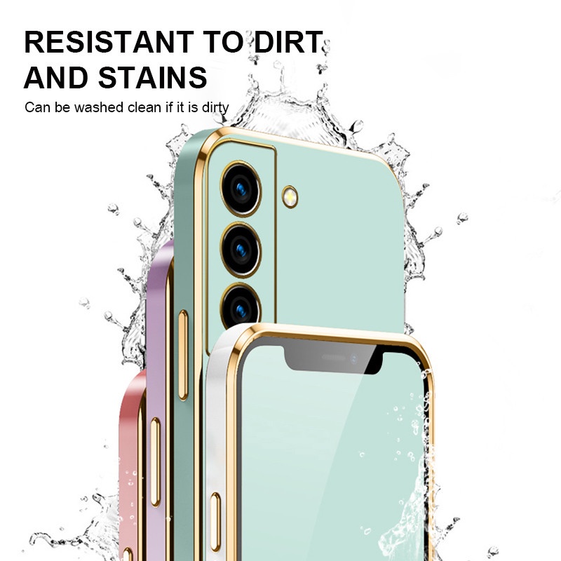 Ốp Điện Thoại Silicon TPU Mềm Viền Mạ Vàng Sang Trọng Cho Samsung Galaxy S22 S21 Ultra S22 Plus S21 FE S21 S20 Plus