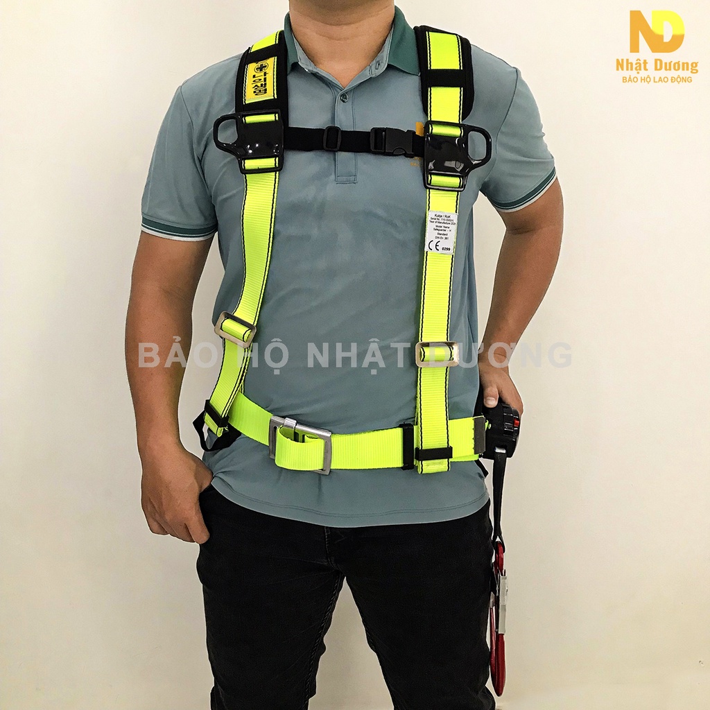 Dây đai an toàn bán thân hộp thu rút tự động BT08 giảm xóc móc nhôm, Dây bảo hộ lao động Nhật Dương cao cấp