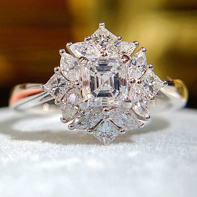 Nhẫn Mạ Bạc Đính Đá Zircon Nhiều Màu Sắc