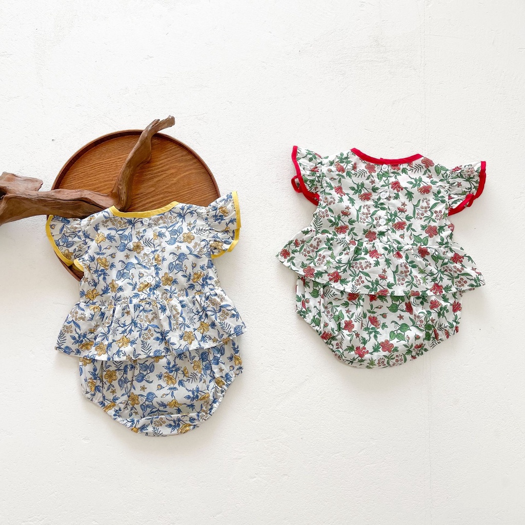 Bộ Áo Liền Quần Kiểu Sườn Xám Tay Cánh Tiên Phong Cách Trung Hoa Xinh Xắn Cho Bé Gái