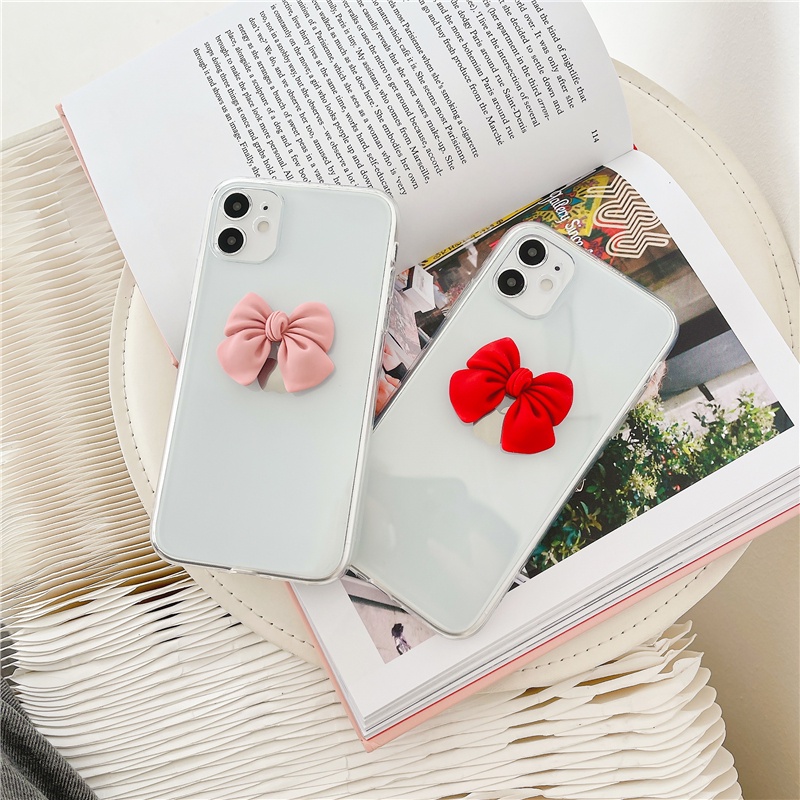Ốp Điện Thoại Silicon Trong Suốt Phối Nơ Cho Oppo Reno Series 10x Zoom Reno4 Reno4Pro Reno4F Reno3Pro Reno3