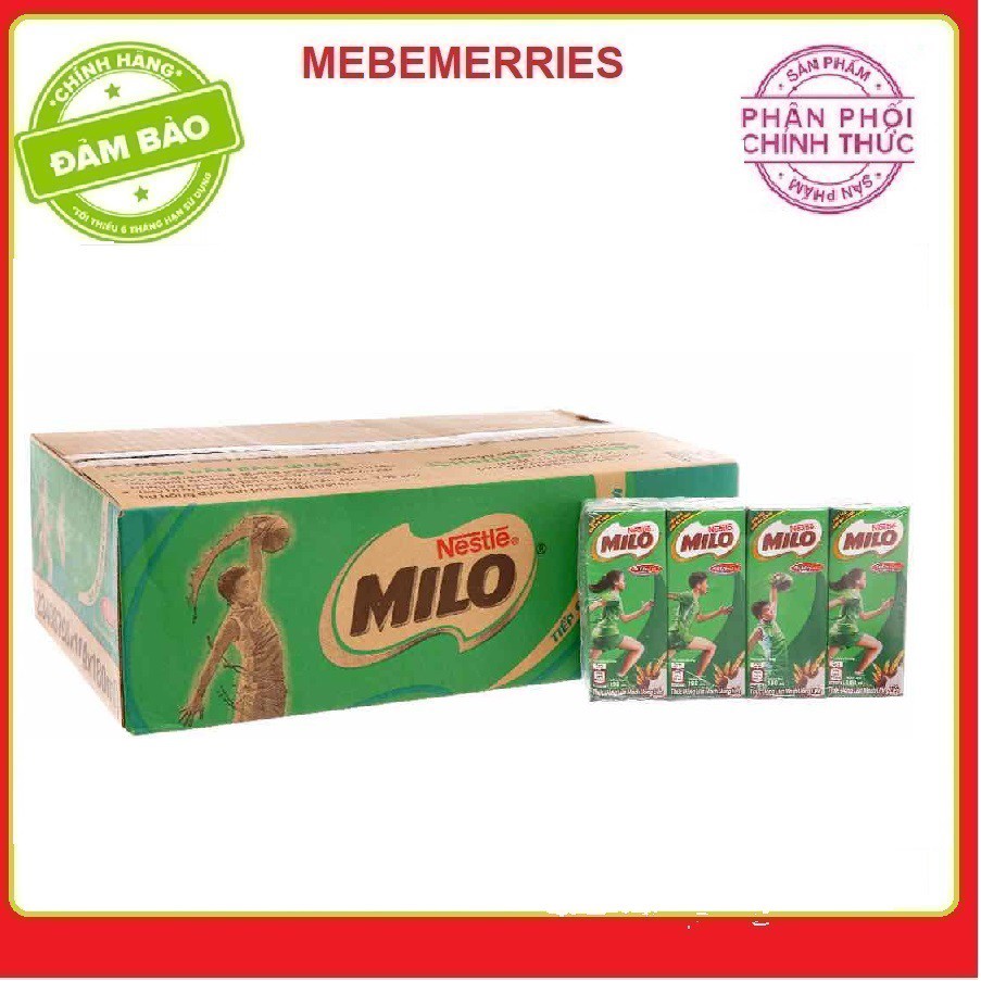 Thức uống lúa mạch uống liền MILO có đường 180ml - Thùng 48 hộp ( giá trừ KM )