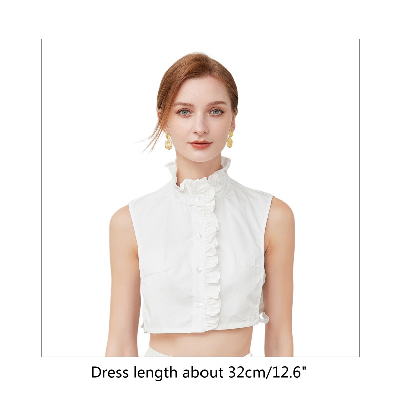 Han Áo Sơ Mi Cổ Lọ Viền Bèo Giả Có Thể Tháo Rời Thời Trang Đa Năng Cho Nữ